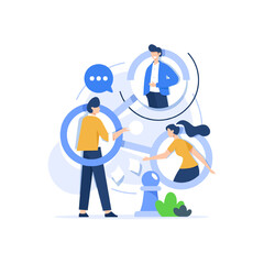 Teamwork concept,Bundle of men and women taking part in business meeting, negotiation, brainstorming, talking to each other