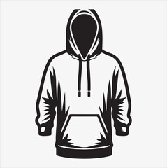 A sleek and fashionable hoodie vector silhouette with a white background.