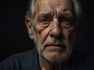 Close-up portrait of an elderly man with a serious expression