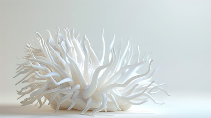 A beautifully crafted artistic sculpture resembling white coral, presented on a plain background to highlight its intricate design.