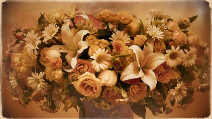 Beautiful vintage flowers background vintage filter effect