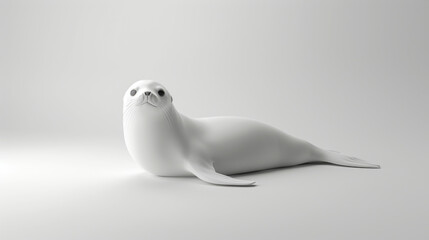 Sleek, smooth design of a seal model portrayed in a minimalist aesthetic on a white background.