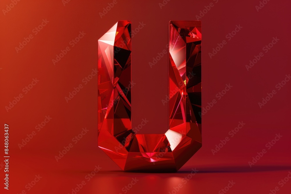 Poster a bright red diamond shape sits against a matching red background