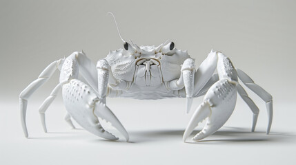 Fototapeta premium Highly detailed white crab displayed on a plain light background, emphasizing its unique texture.