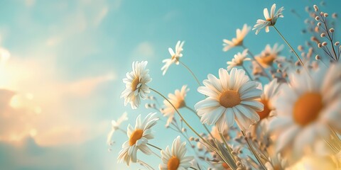 Daisies and bright sky - 1