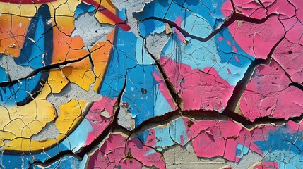 "Stock Photo: Colorful Graffiti on a Cracked Surface"