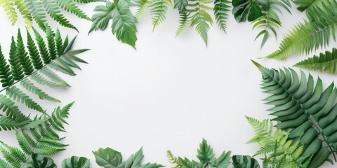 A close-up shot of a white background covered with numerous green leaves