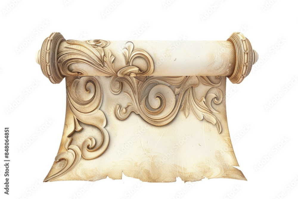Aufkleber a close-up of scrolls and scrolls on a parchment, suitable for use in historical or educational cont