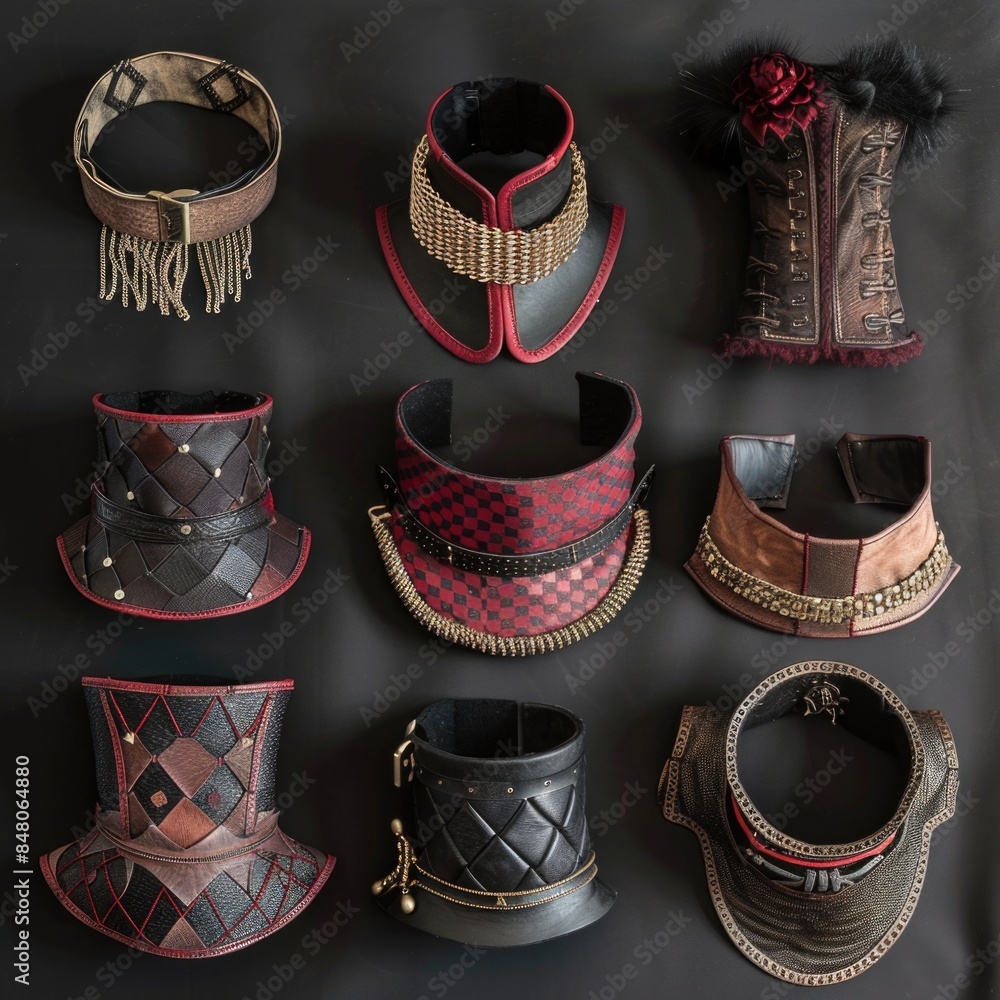 Poster a selection of hats arranged on a table