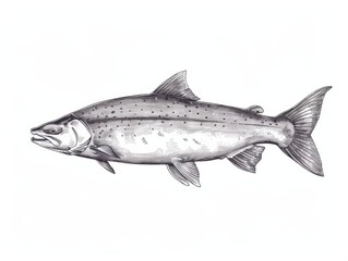 Naklejka premium A drawing of a scottish salmon in as few lines as possible