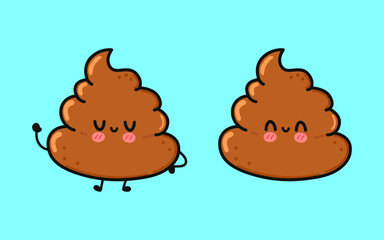 Turd character. Vector hand drawn cartoon kawaii character illustration icon. Isolated on blue background. Turd character concept