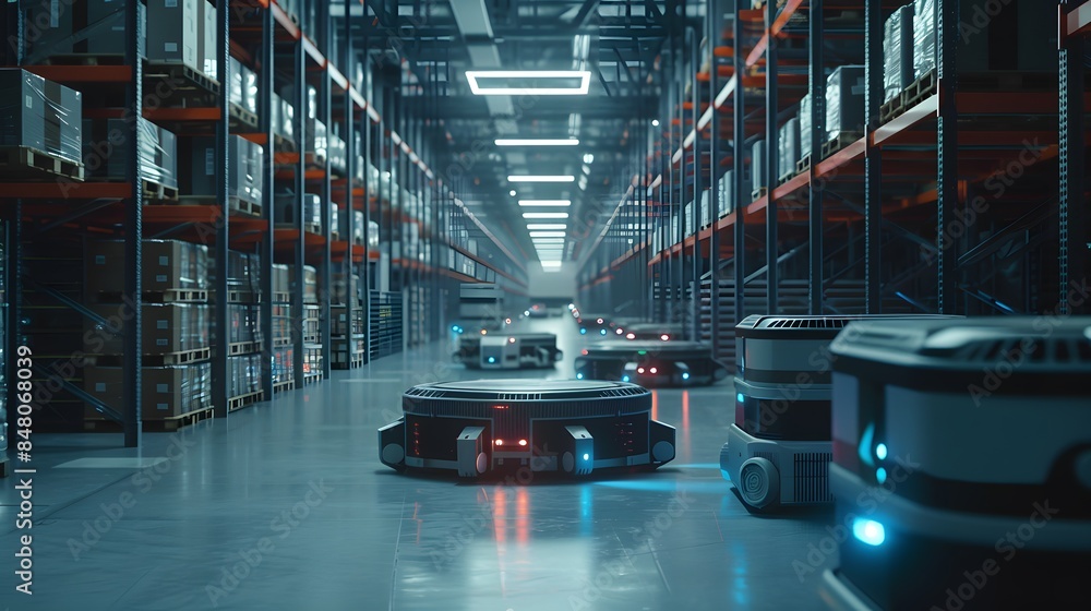 Poster automated warehouse with autonomous robots
