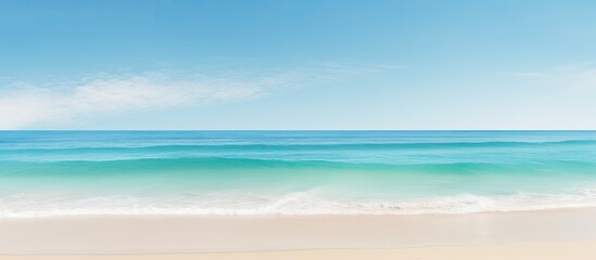 Obraz premium blue ocean with beach sight. Creative banner. Copyspace image