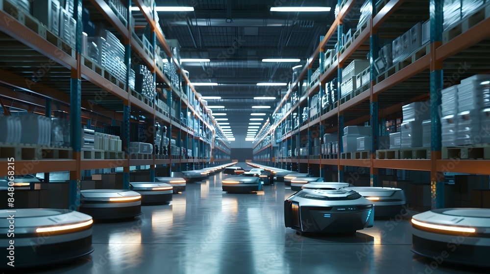 Poster automated warehouse with autonomous robots