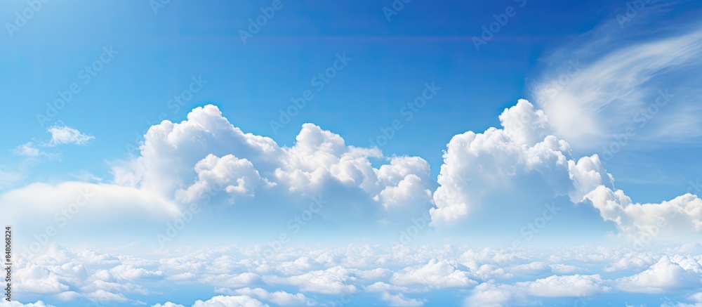 Poster white clouds in the sky. creative banner. copyspace image