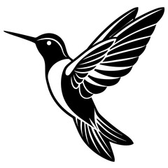 Hummingbird Silhouette Vector Drawing