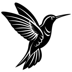 Hummingbird Silhouette Vector Drawing