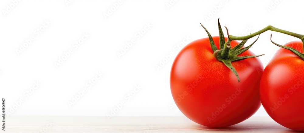 Aufkleber tomato on a whit background. creative banner. copyspace image