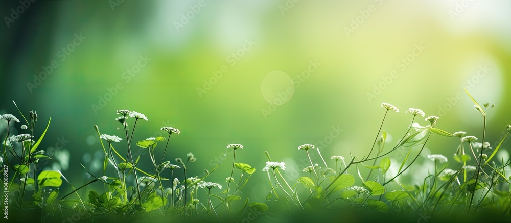 Aufkleber sunny abstract green nature background selective focus. creative banner. copyspace image