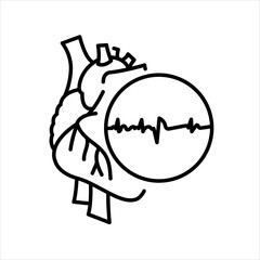 Ectopic heart rhythms line black icon. Signs for web page