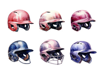 Fototapeta premium Cute watercolor painting style illustration of Baseball Helmet, isolated on white background