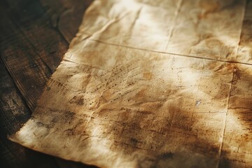 A piece of paper sitting on a wooden table, great for background or still life photography