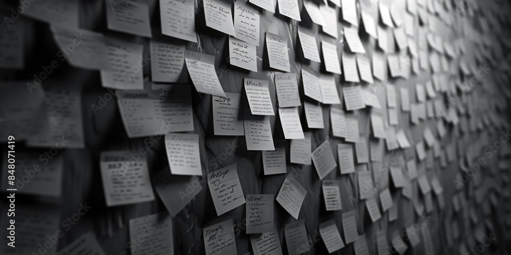 Poster a colorful wall filled with sticky notes