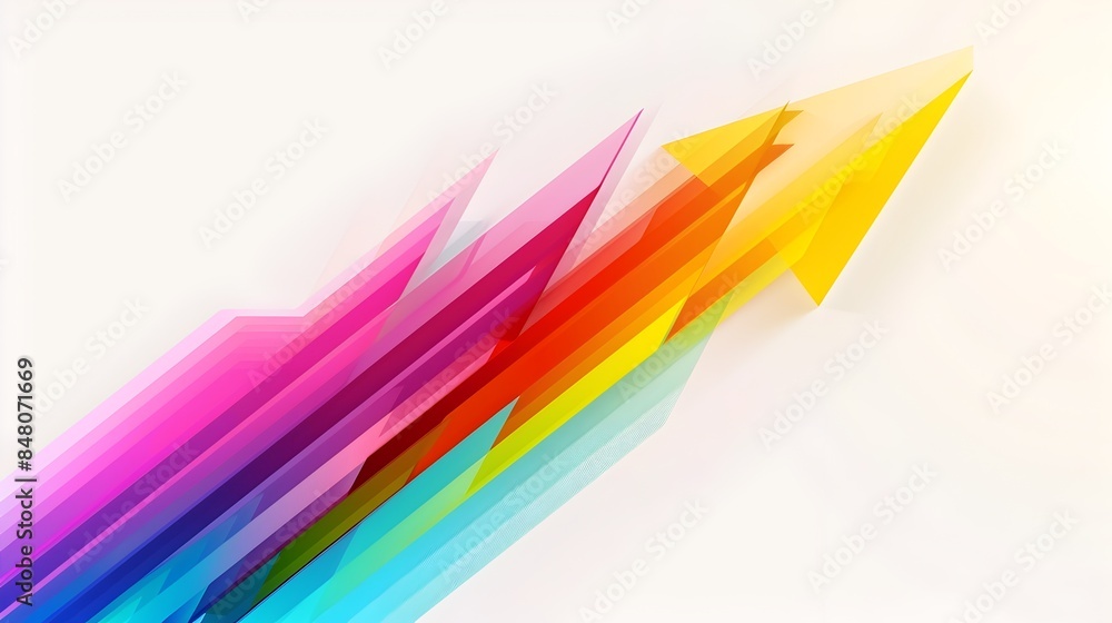 Poster vibrant colorful abstract arrows pointing upward in fluid motion symbolizing progress and success