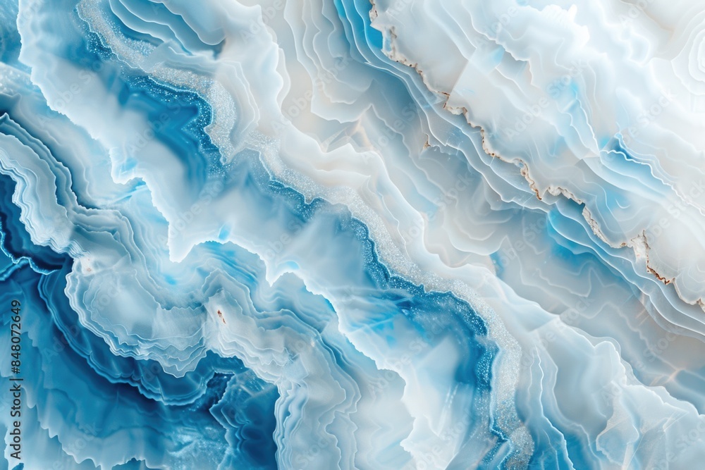 Poster a detailed view of a beautiful blue and white marble slab, ideal for use in interior design or archi