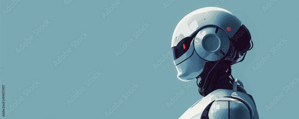 Poster futuristic robot assistant in a sleek design vector flat minimalistic isolated illustration