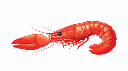 Red shrimp silhouette icon. Seafood clipart isolate