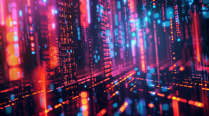 Fototapeta premium Innovative Digital Background Featuring Binary Code and Advanced AI Algorithms in Action, Highlighting Data Processing and Technological Advancements