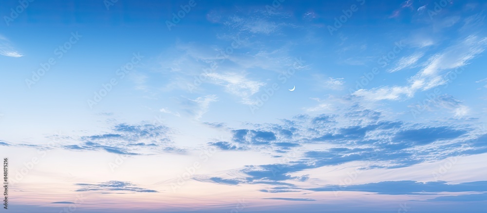 Poster blue sky and white cloud pattern in twilight time. creative banner. copyspace image