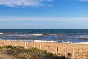Coastal view along Nags Head beach in Outer Banks North Carolina, USA