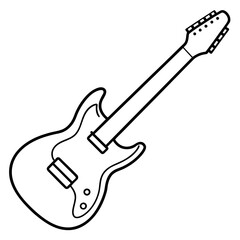 Unique Guitar Outline Vector Illustration