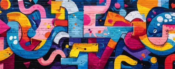 Photo sur Plexiglas Urban street art mural with vibrant graffiti Vector flat minimalistic isolated illustration