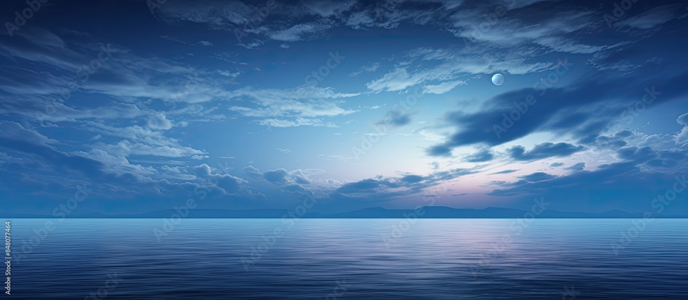Poster beautiful sky twilight times and reflections on the sea. creative banner. copyspace image