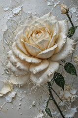 white rose,Decorative painting, 4k, core, spray painting