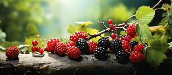 Forest fruit is a fruit that occurs naturally in the wild Both edible and inedible A variety of wildlife Increase the fertility of the forests. Creative banner. Copyspace image
