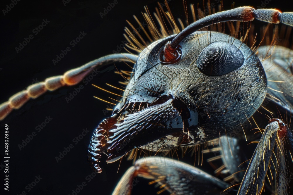 Poster a detailed image of a bug's facial features