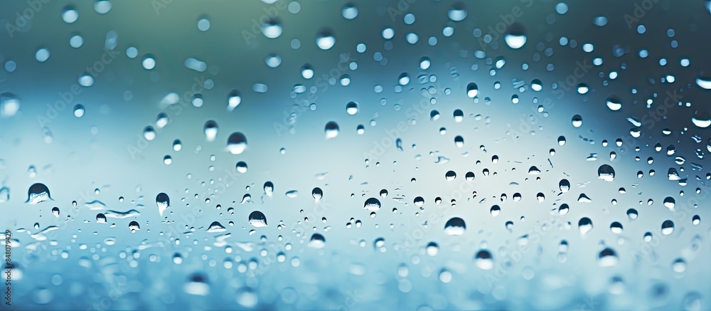 Aufkleber Texture of drops on glass cover with selective focus background. Creative banner. Copyspace image