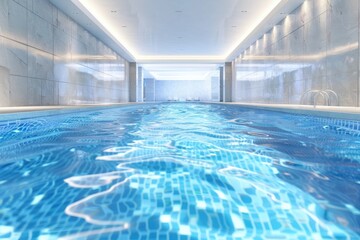 Obraz premium A large indoor swimming pool located inside a building