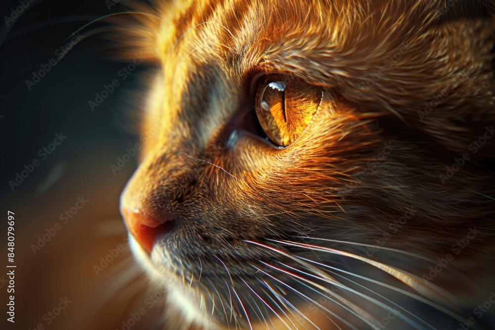 Poster a clear image of a cat's face with blurred surroundings