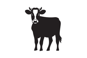 A vector silhouette of a cow.