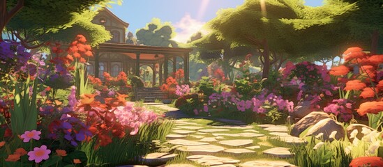 a relaxing garden. Creative banner. Copyspace image