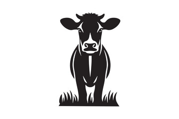 A vector silhouette of a cow.