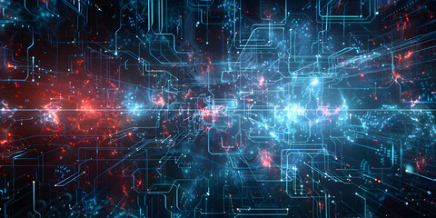Digitaler abstrakter Hintergrund für technologische Operationen, neuronale Netze, KI, Datenübertragung und Verschlüsselung, digitale Archive, Audio- und visuelle Darstellungen, wissenschaft und mehr