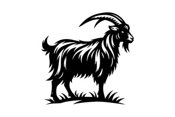 black goat silhouette style vector illustration art isolated on transparent background - Generative AI