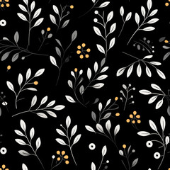 seamless floral pattern with harmony black and white color, ready for full-print pattern design