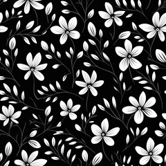 Fototapeta premium seamless floral pattern with harmony black and white color, ready for full-print pattern design